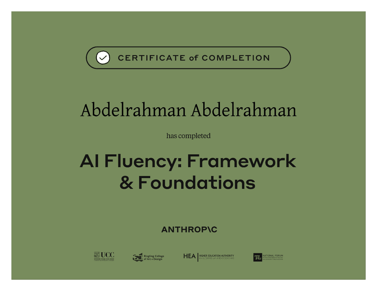 AI Fluency: Framework & Foundations — certificate